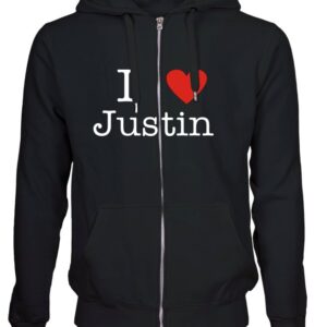 I love Justin hoodie zipper lynlås