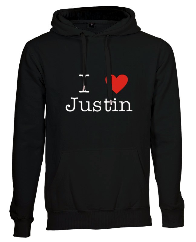 I love Justin Bieber hættetrøje