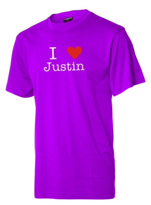 I love Justin t-shirt - lilla