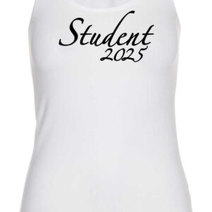 tanktop til studenten - med teksten Student 2025 hen over brystet.