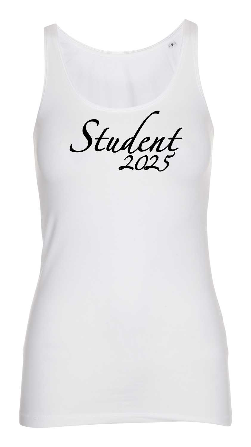 tanktop til studenten - med teksten Student 2025 hen over brystet.