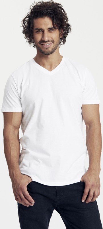 hvid økologisk v-hals t-shirt