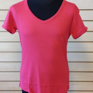 Pink T-Shirt med V udskæring - Dame-0