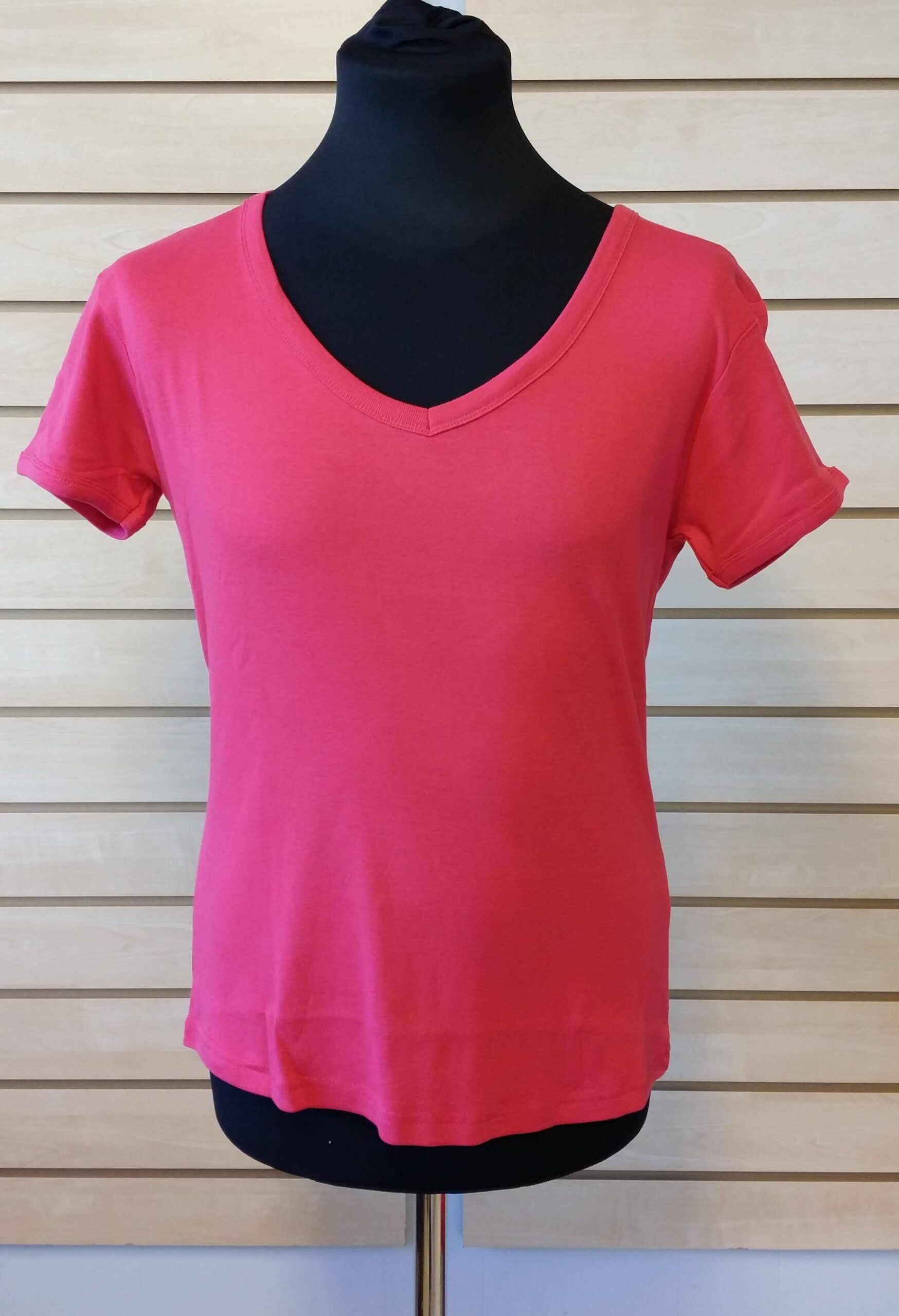 Pink T-Shirt med V udskæring - Dame-0