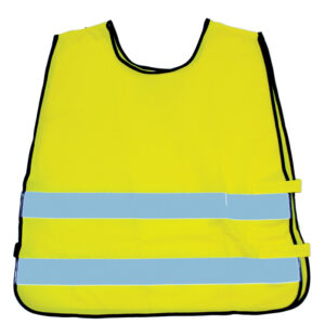 gul sikkerhedsvest til børn der færdes i trafikken.