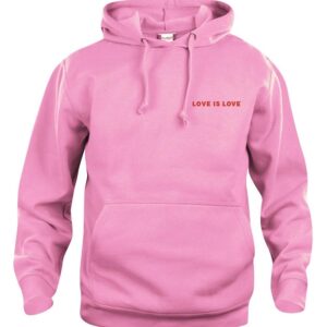 Love is love hættetrøje i rosa