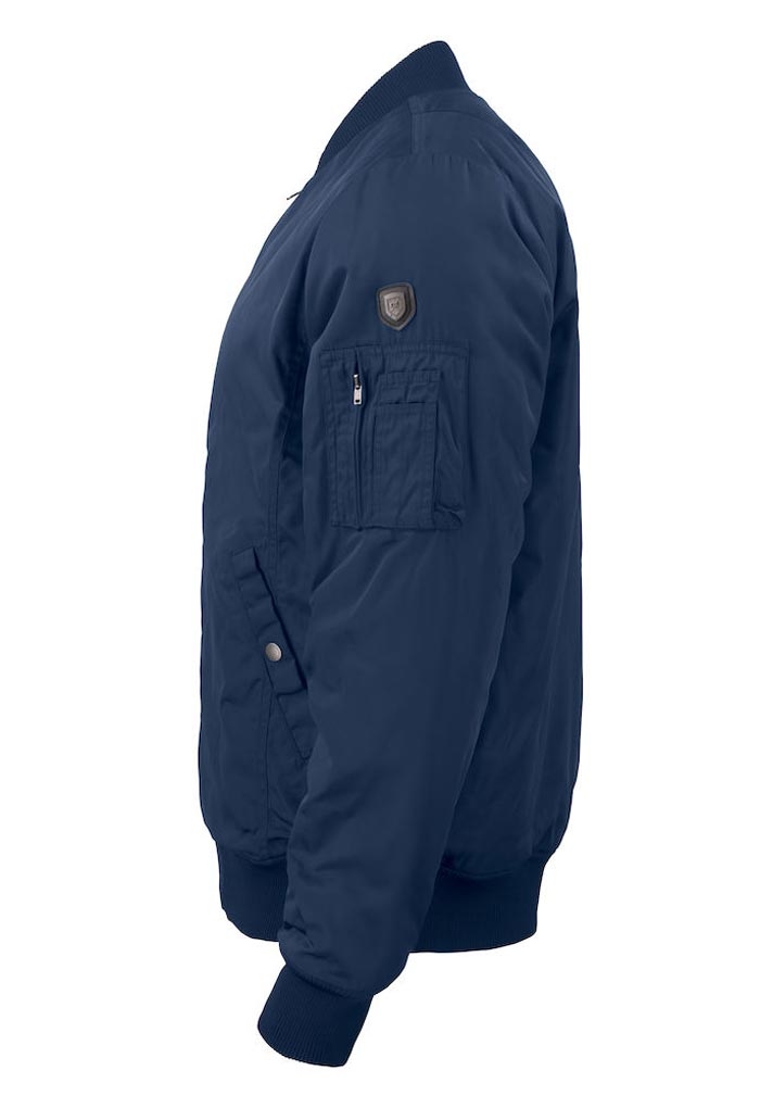 navy bomberjakke fra siden