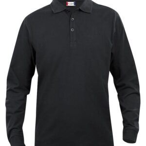 sort langærmet poloshirt 100% Øko-Tex bomuld