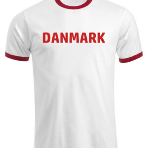 Danmarks t-shirt hvid med røde kanter.