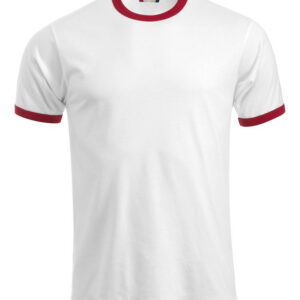 Hvid ringer t-shirt med rød kant - herre -0