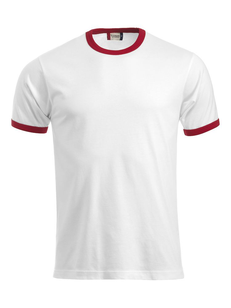 Hvid ringer t-shirt med rød kant - herre -0