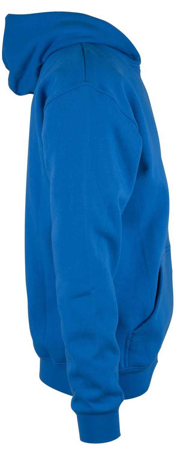 Kornblå hoodie set fra siden
