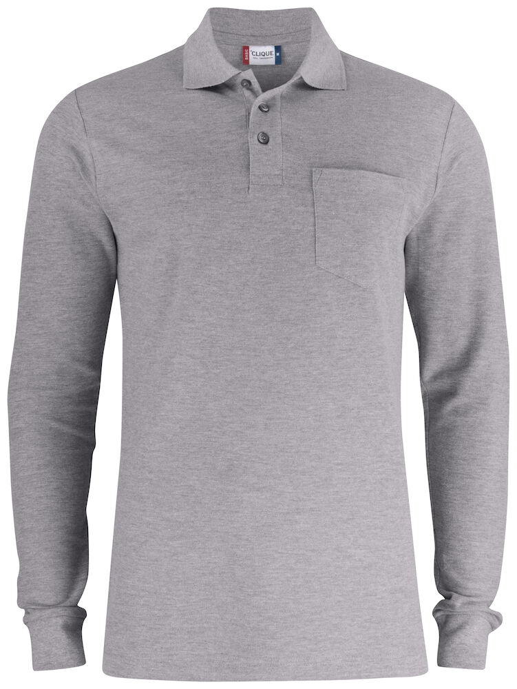 Basic Polo Pocket L/S Grå-0