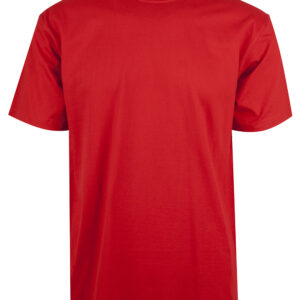 Rød t-shirt set forfra